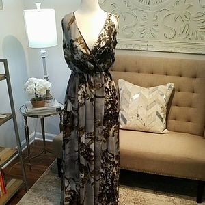 Cals small v-neck sheer maxi dress